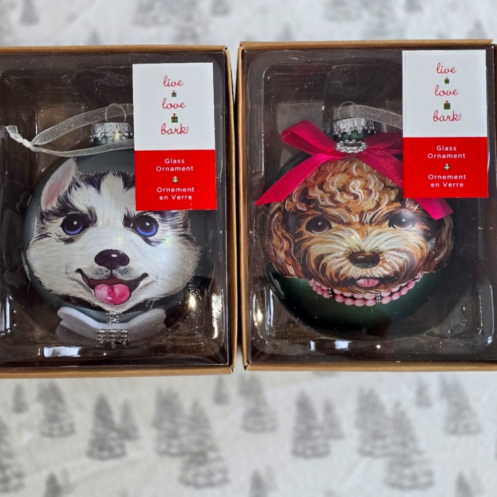 Christmas glass dog ornament
